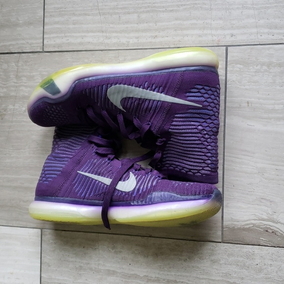 Nike Kobe 10 X Elite High Purple Violet Volt Silver Lakers. - Picture 2 of 4